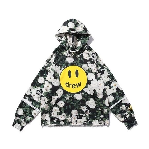 Drew House Floral Secret Deconstructed Mid Waist Hoodie Sweatshirt Women's M - Picture 1 of 12